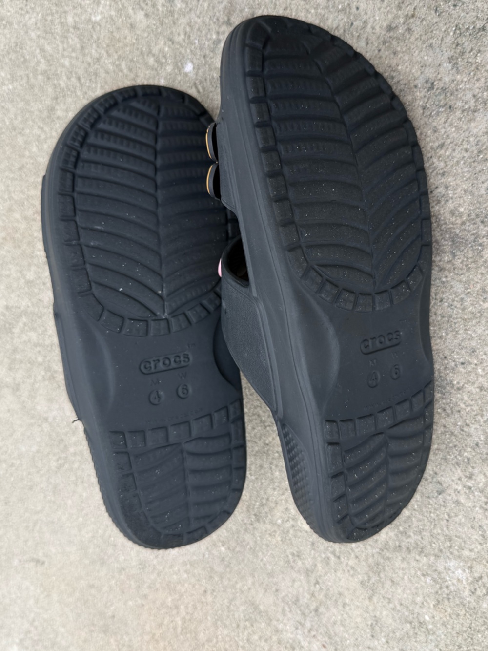 Crocs Sandals Two Strap Slides womens 6 Mens Sz 4 Black Birkencrocs summer pool - Picture 4 of 5